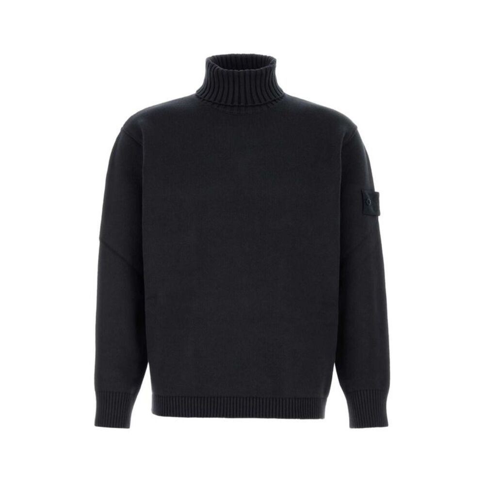 Stone Island Men Midnight Blue Stretch Cotton Sweater